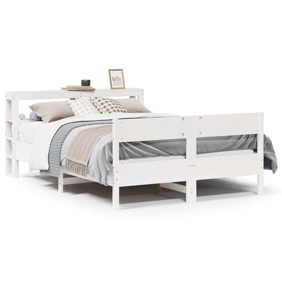 Bedframe zonder matras massief grenenhout wit 120x200 cm