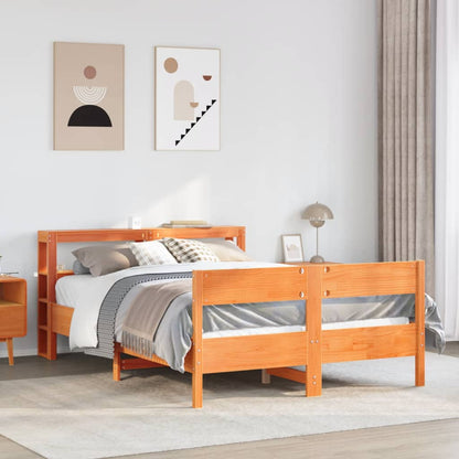 Bedframe zonder matras massief grenenhout wasbruin 120x200 cm
