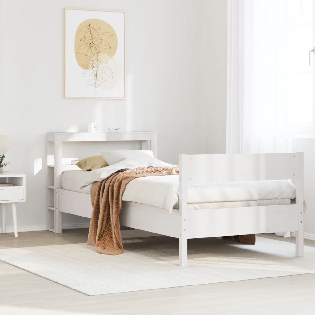Bedframe Zonder Matras Massief Grenenhout 90 x 200 cm Wit