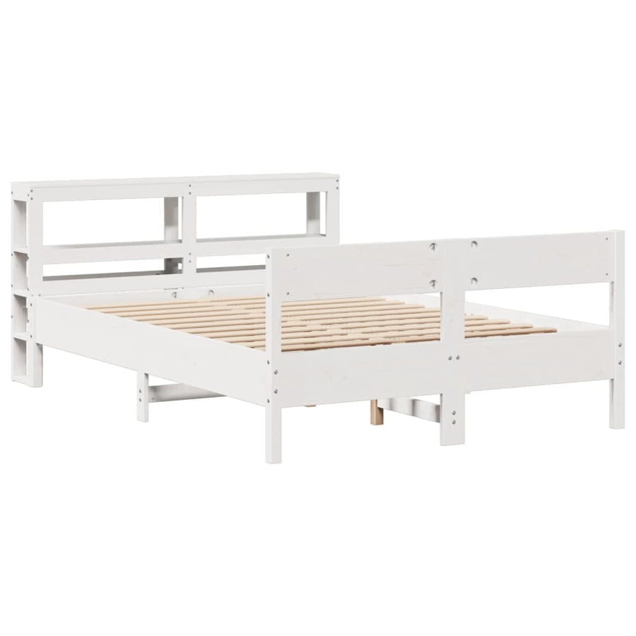 Bedframe zonder matras massief grenenhout wit 140x190 cm