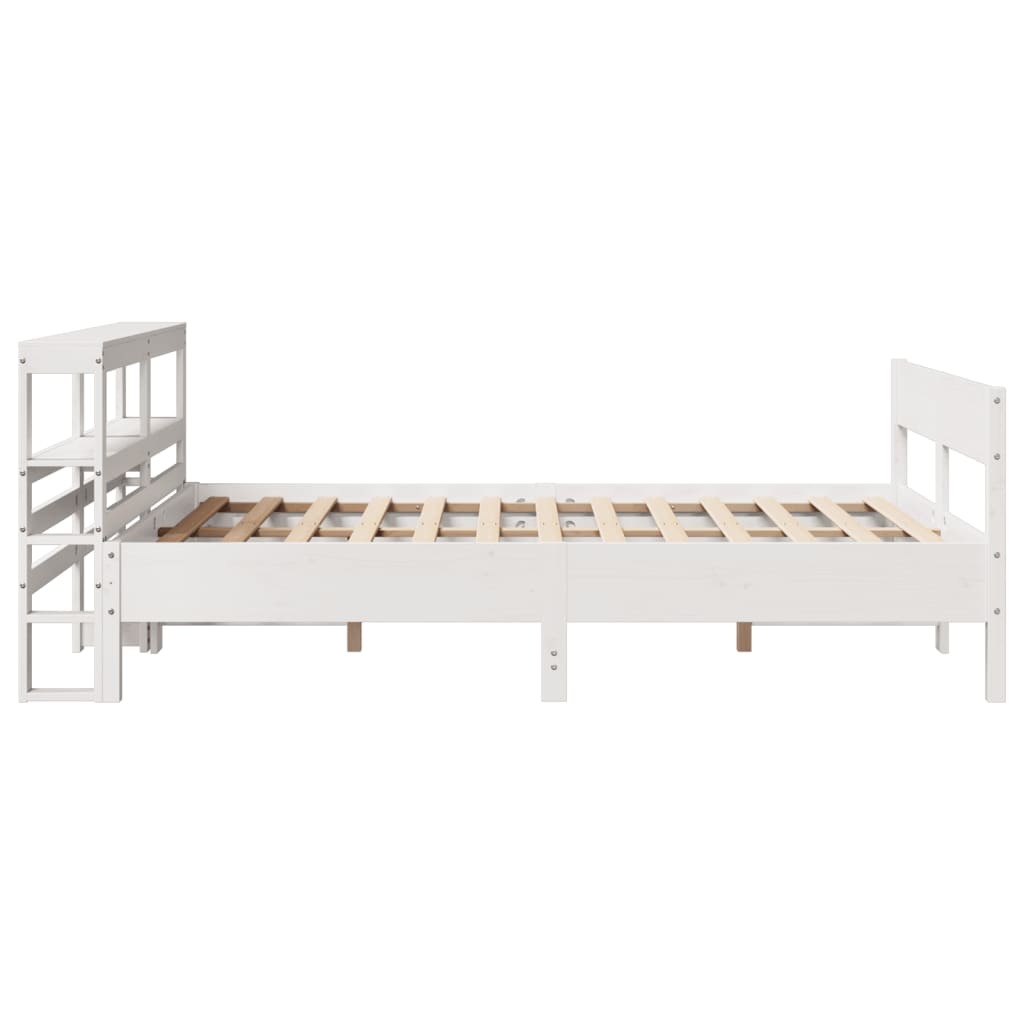 Bedframe zonder matras massief grenenhout wit 140x190 cm