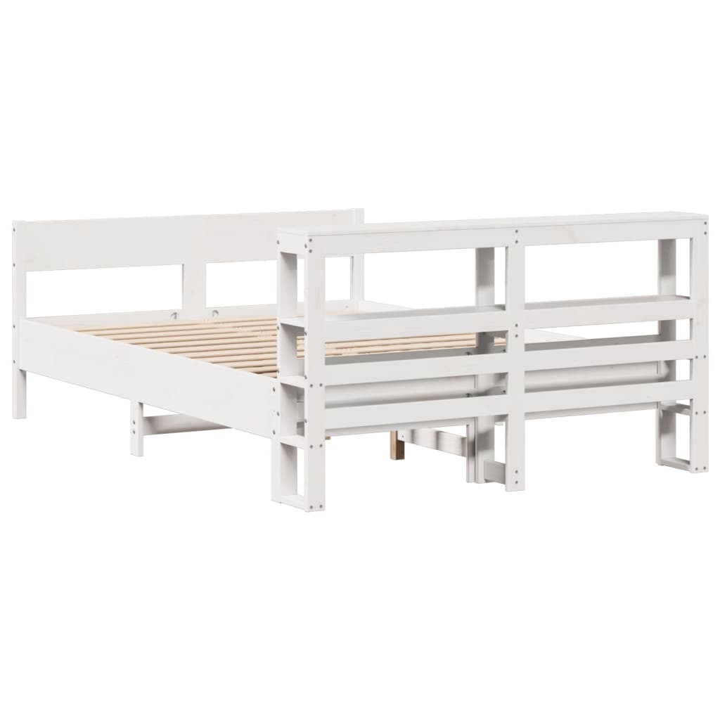 Bedframe zonder matras massief grenenhout wit 140x190 cm