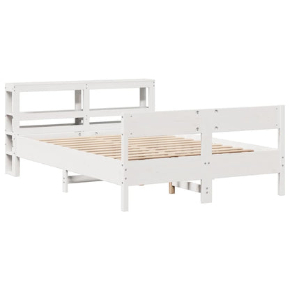 Bedframe zonder matras massief grenenhout wit 135x190 cm