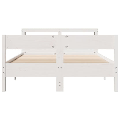 Bedframe zonder matras massief grenenhout wit 135x190 cm