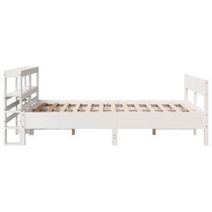 Bedframe zonder matras massief grenenhout wit 135x190 cm