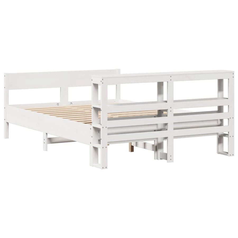 Bedframe zonder matras massief grenenhout wit 135x190 cm