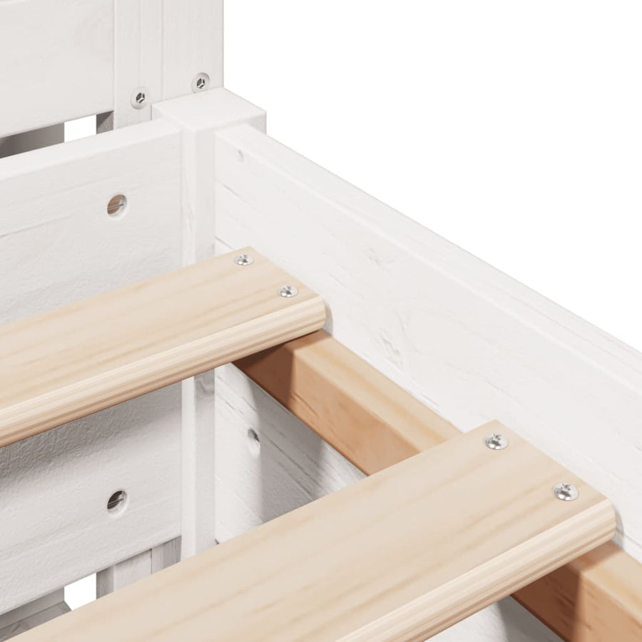 Bedframe zonder matras massief grenenhout wit 135x190 cm