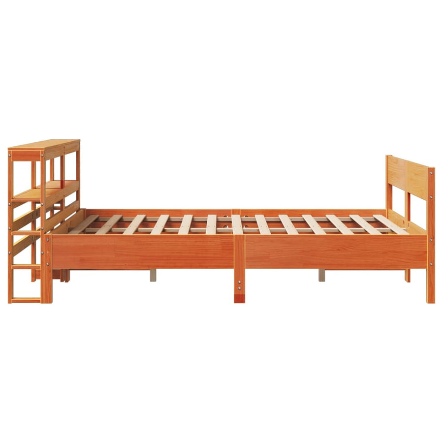 Bedframe zonder matras massief grenenhout wasbruin 135x190 cm