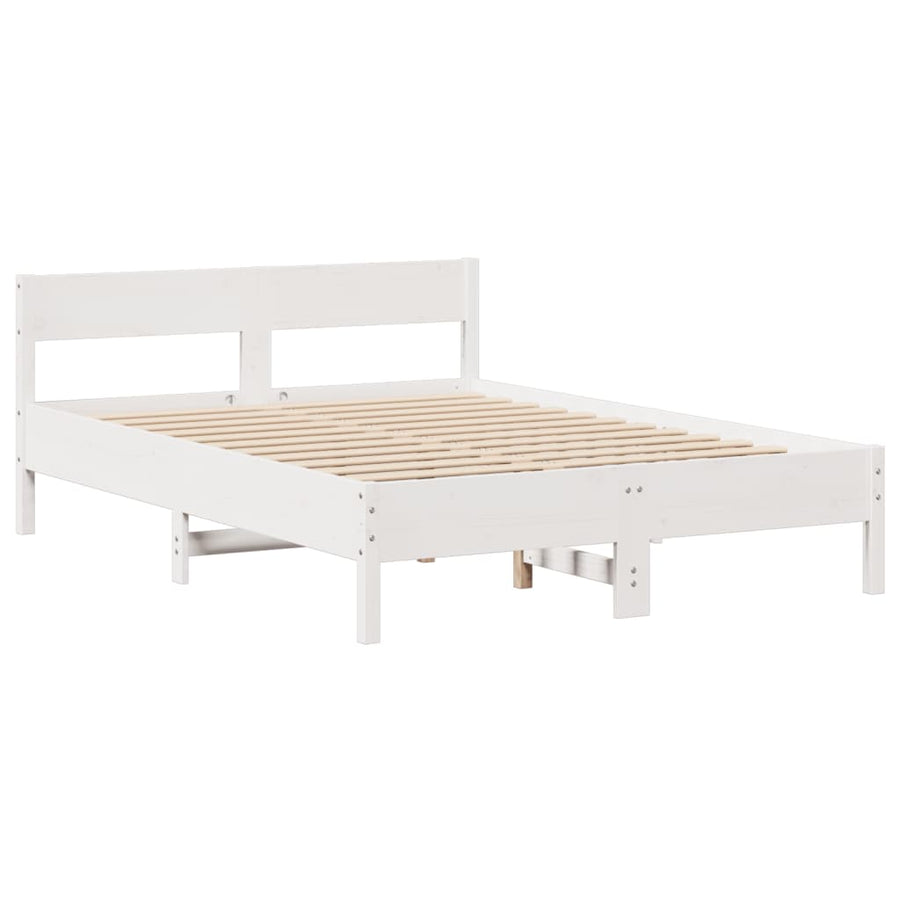 Bedframe zonder matras massief grenenhout wit 120x190 cm
