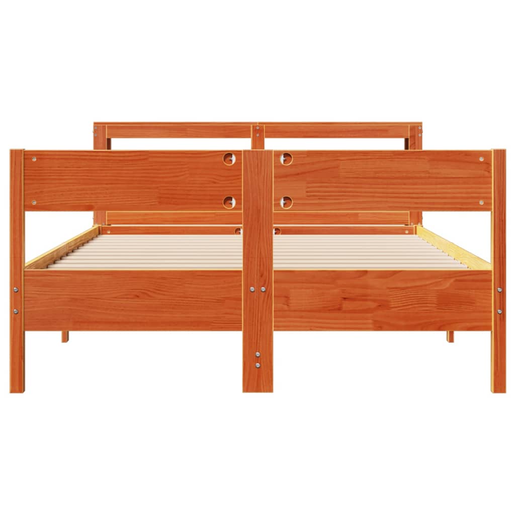 Bedframe zonder matras massief grenenhout wasbruin 120x190 cm