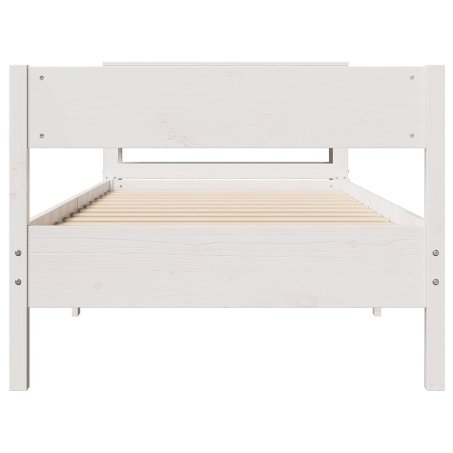 Bedframe zonder matras massief grenenhout wit 75x190 cm