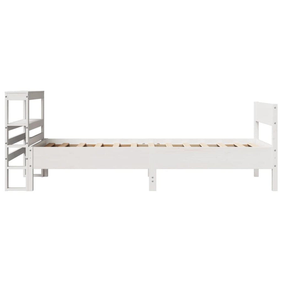 Bedframe zonder matras massief grenenhout wit 75x190 cm