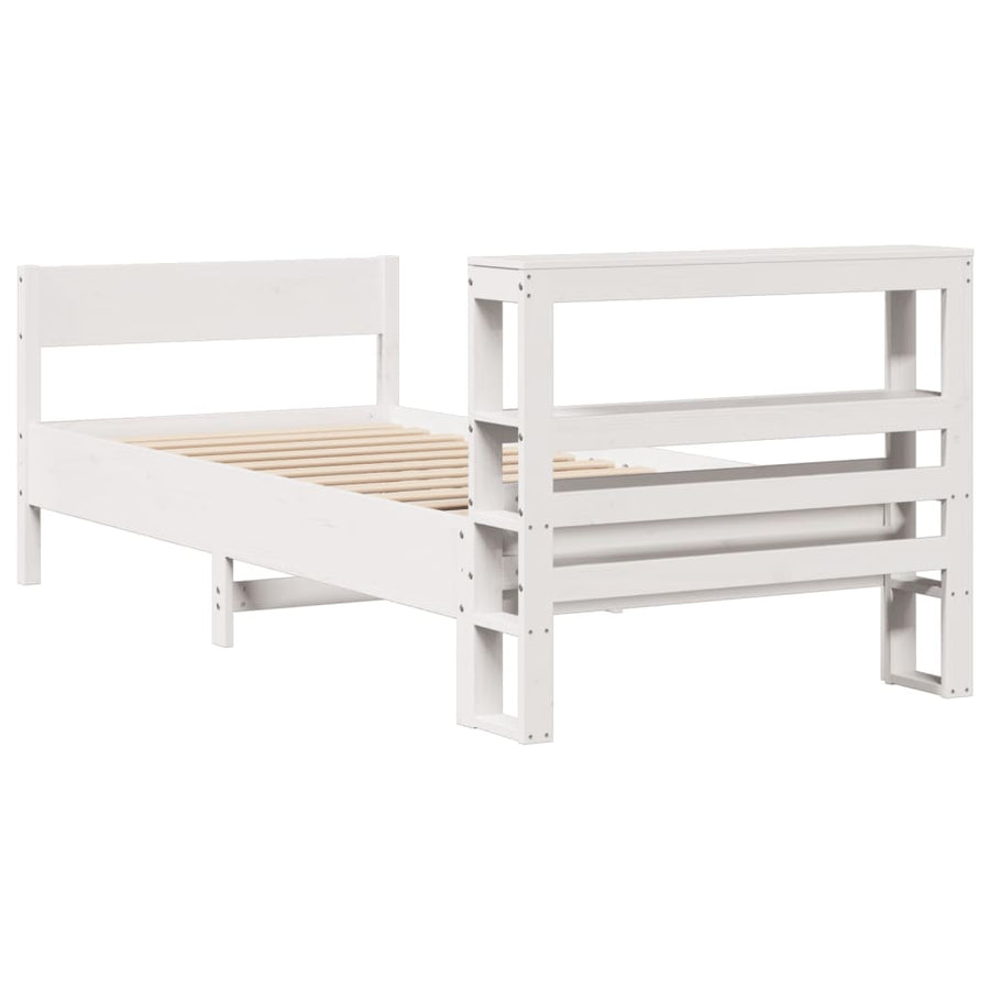 Bedframe zonder matras massief grenenhout wit 75x190 cm
