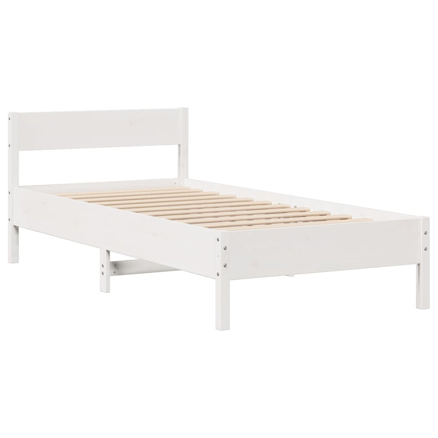 Bedframe zonder matras massief grenenhout wit 75x190 cm