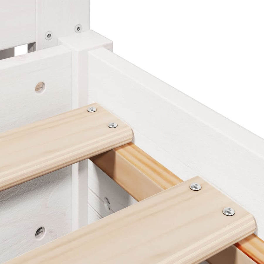 Bedframe zonder matras massief grenenhout wit 75x190 cm