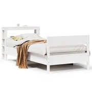Bedframe massief grenenhout wit 75x190 cm