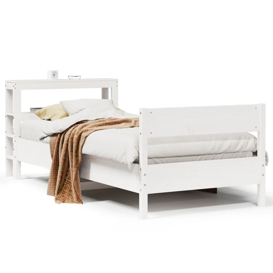 Bedframe zonder matras massief grenenhout wit 75x190 cm