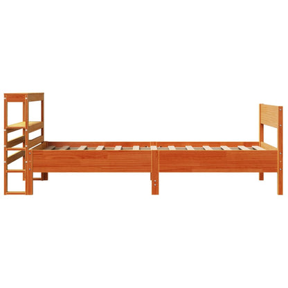 Bedframe zonder matras massief grenenhout wasbruin 75x190 cm
