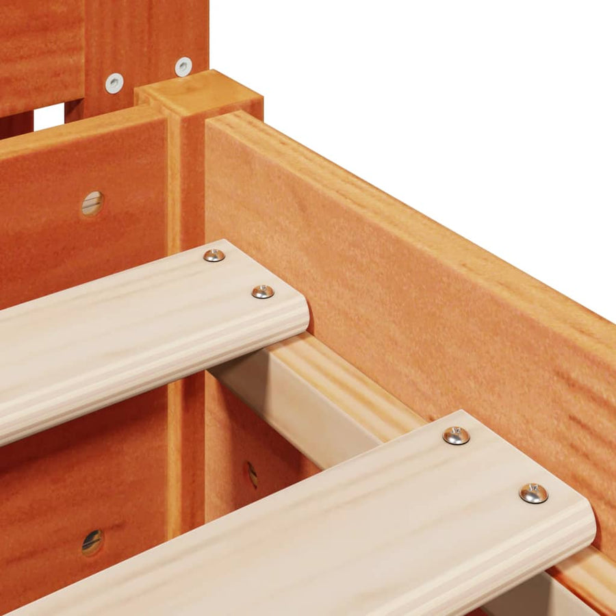 Bedframe zonder matras massief grenenhout wasbruin 75x190 cm