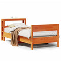 Bedframe zonder matras massief grenenhout wasbruin 75x190 cm