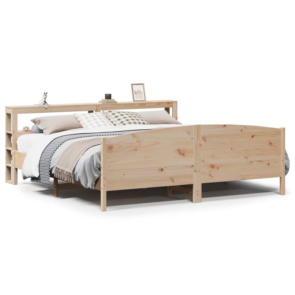 Bedframe Zonder Matras Massief Grenenhout 200 x 200 cm Naturel