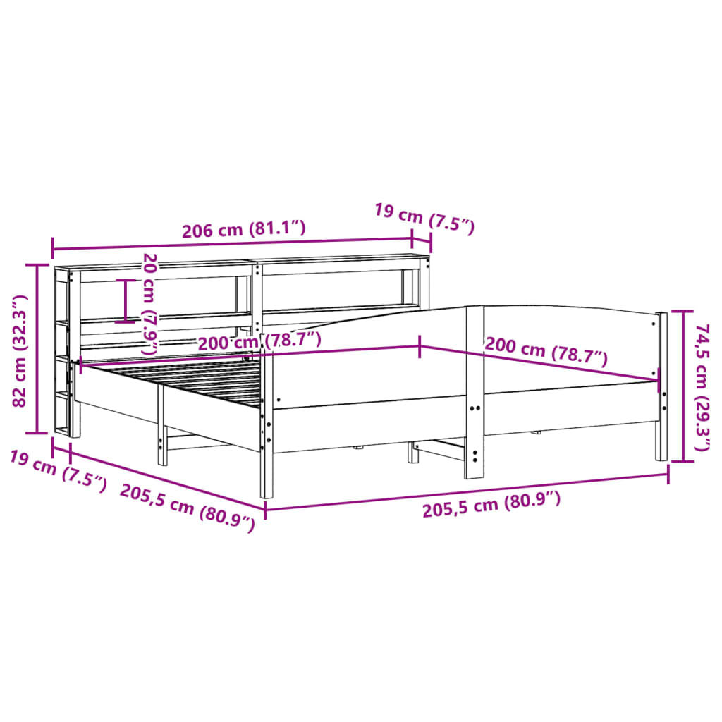 Bedframe Zonder Matras Massief Grenenhout 200 x 200 cm Naturel