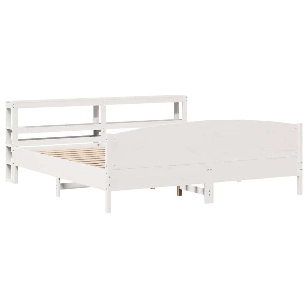 Bedframe zonder matras massief grenenhout wit 200x200 cm