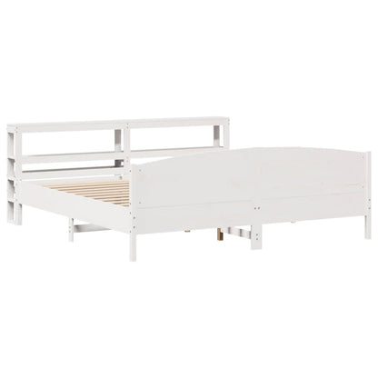 Bedframe zonder matras massief grenenhout wit 200x200 cm