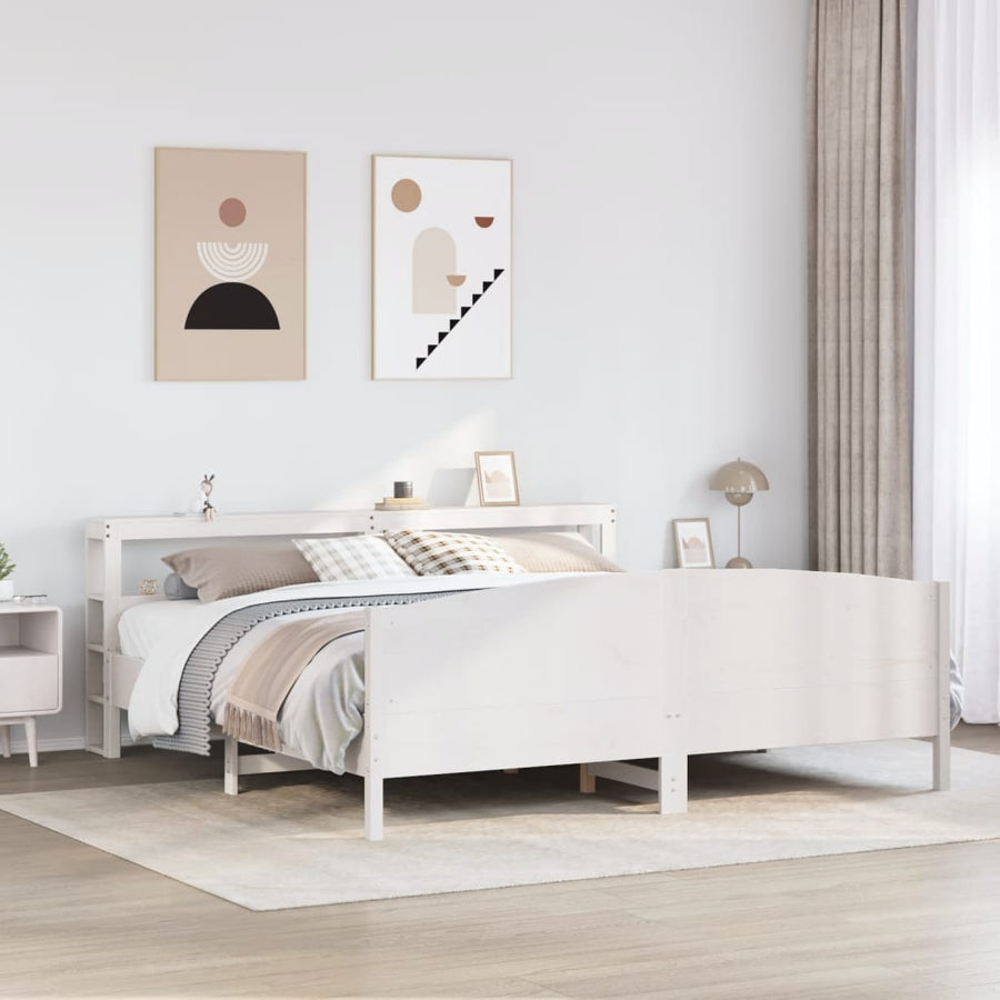 Bedframe zonder matras massief grenenhout wit 200x200 cm