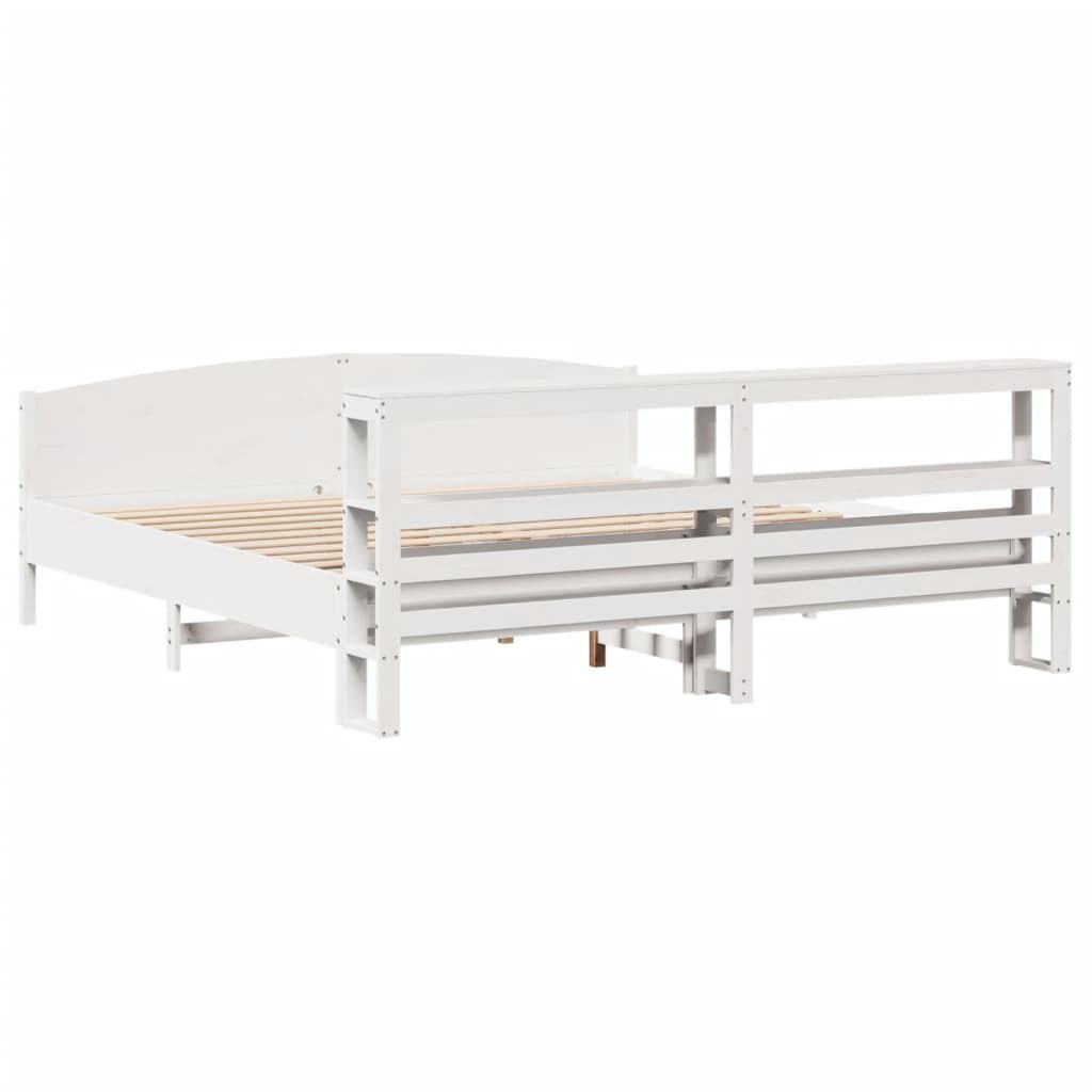 Bedframe zonder matras massief grenenhout wit 200x200 cm