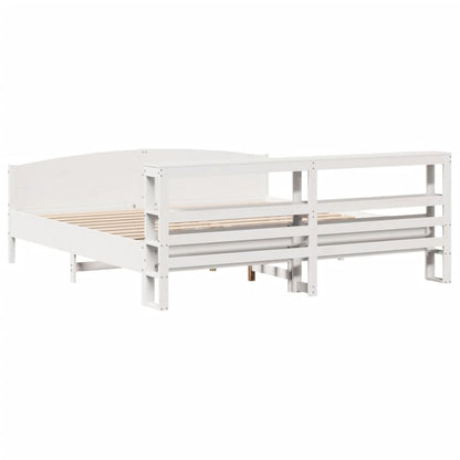 Bedframe zonder matras massief grenenhout wit 200x200 cm