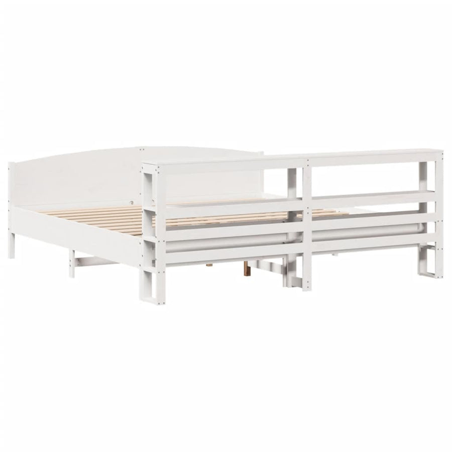 Bedframe zonder matras massief grenenhout wit 200x200 cm