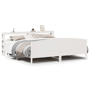 Bedframe massief grenenhout wit 200x200 cm