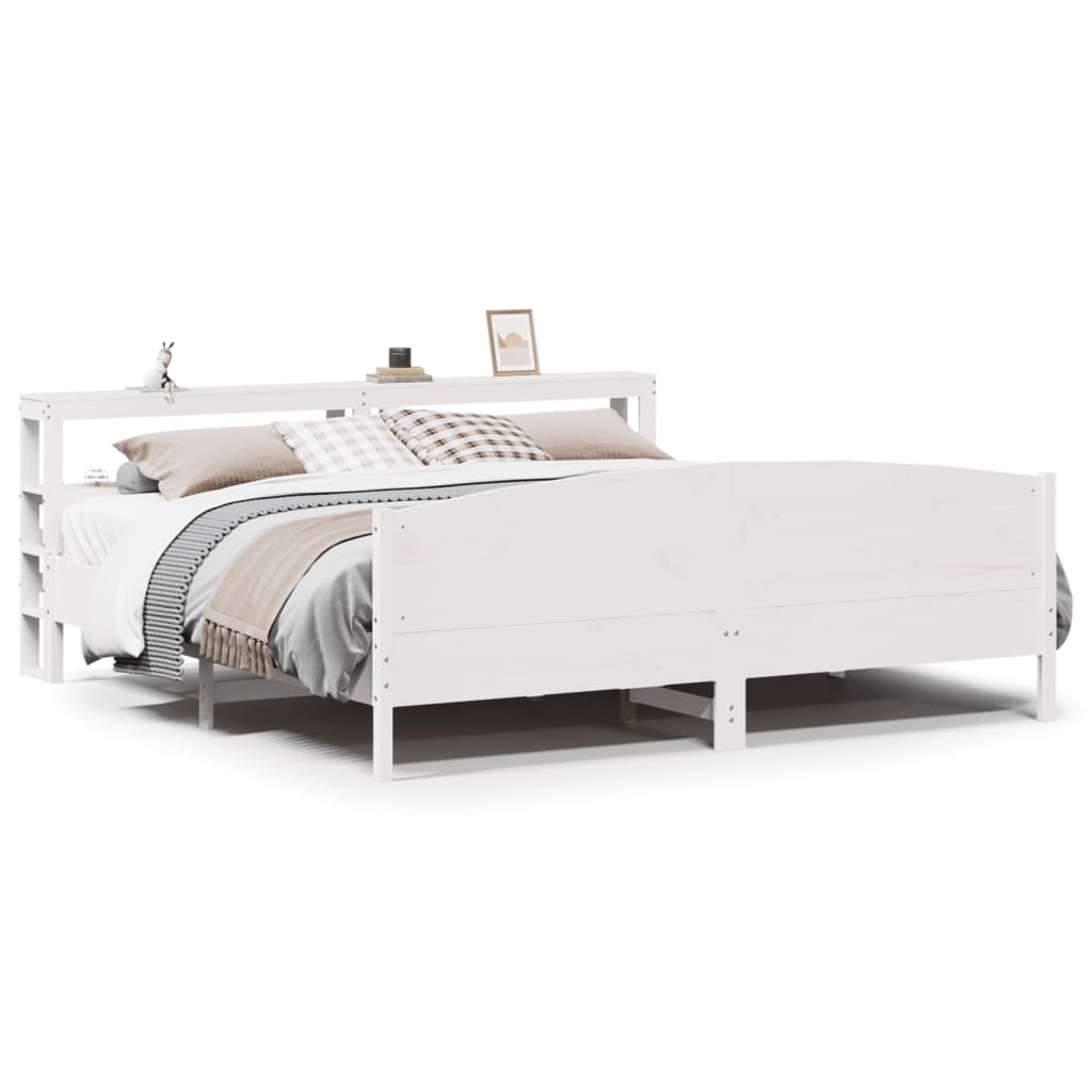 Bedframe zonder matras massief grenenhout wit 200x200 cm