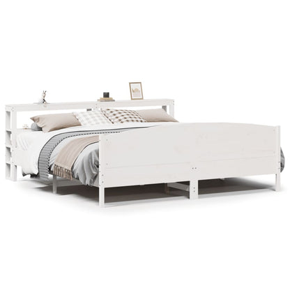 Bedframe zonder matras massief grenenhout wit 200x200 cm