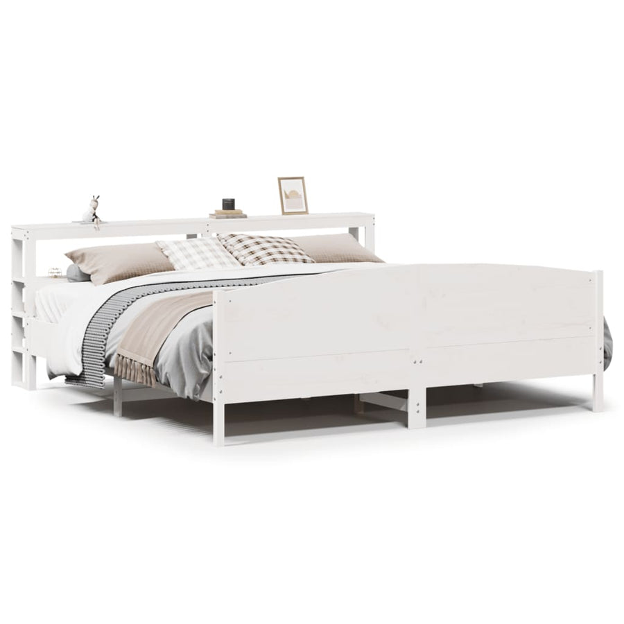Bedframe zonder matras massief grenenhout wit 200x200 cm