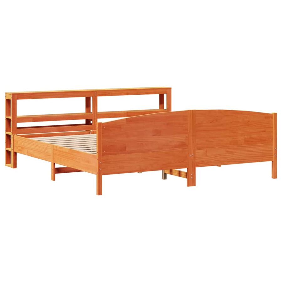 Bedframe zonder matras massief grenenhout wasbruin 200x200 cm