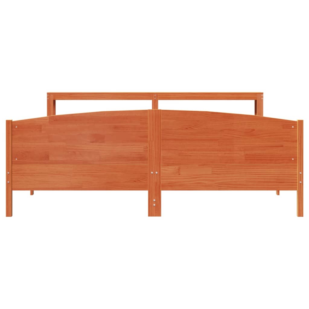 Bedframe zonder matras massief grenenhout wasbruin 200x200 cm