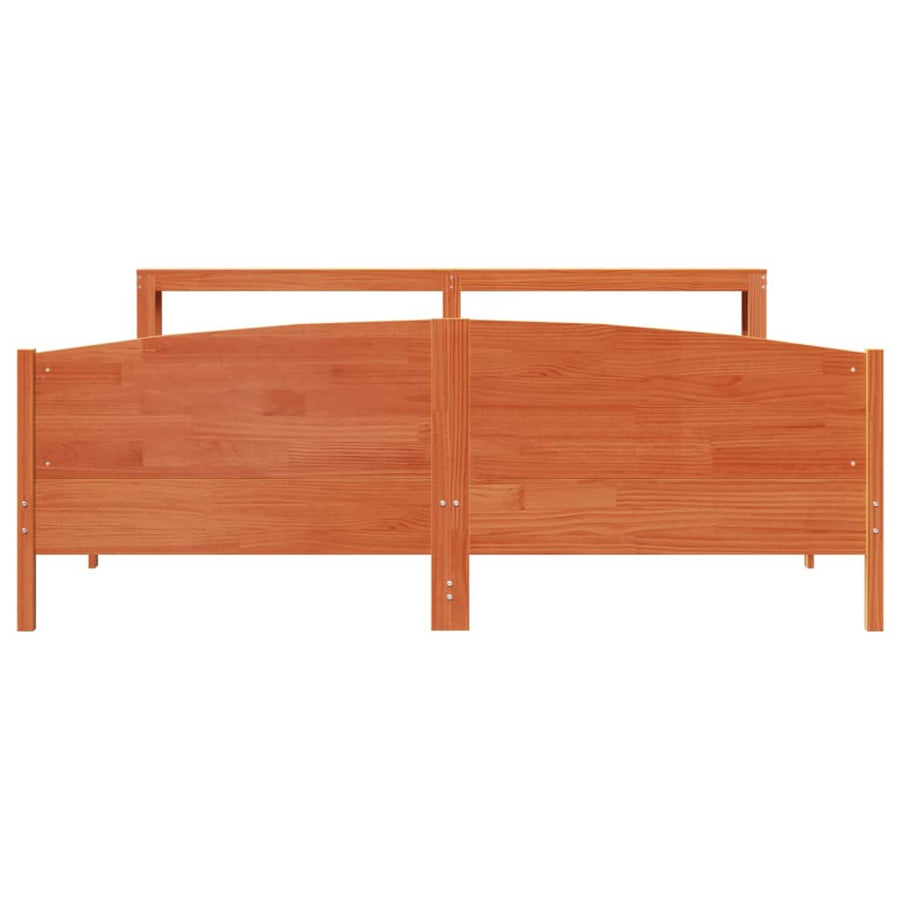 Bedframe zonder matras massief grenenhout wasbruin 200x200 cm