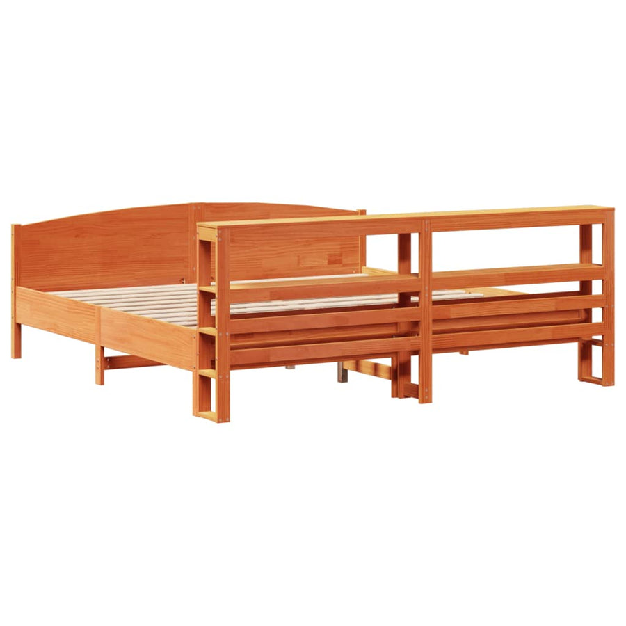 Bedframe zonder matras massief grenenhout wasbruin 200x200 cm