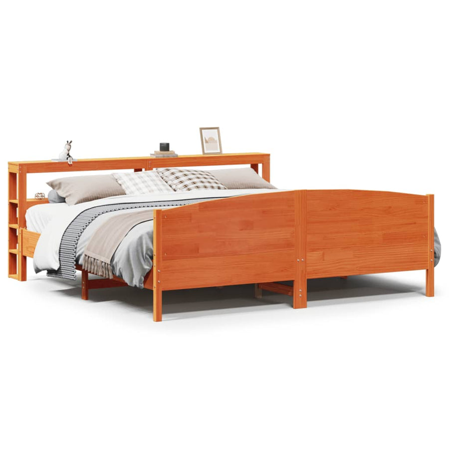 Bedframe zonder matras massief grenenhout wasbruin 200x200 cm