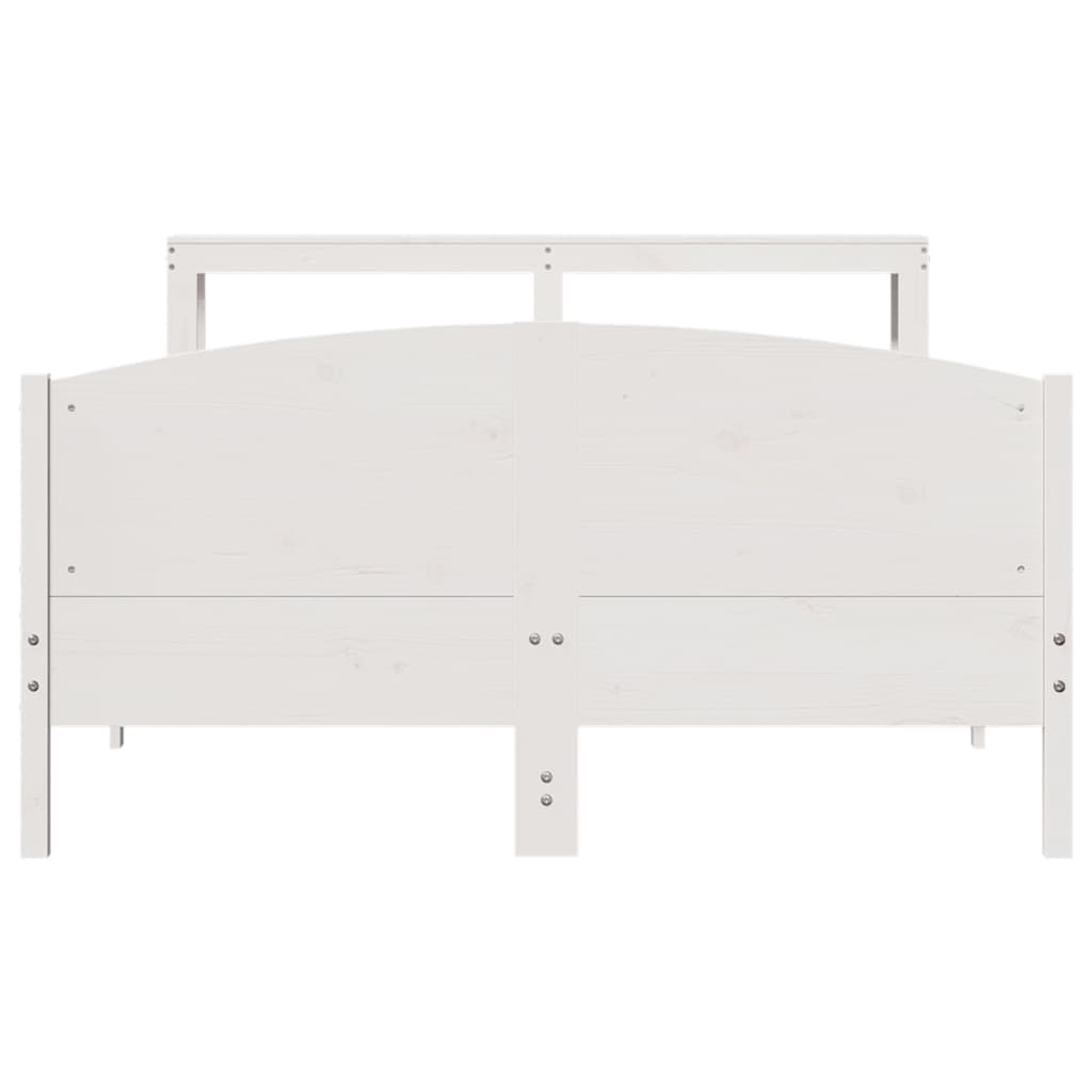Bedframe zonder matras massief grenenhout wit 150x200 cm