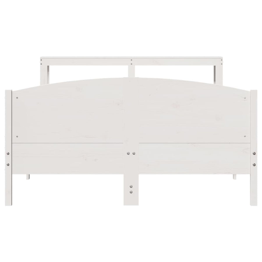 Bedframe zonder matras massief grenenhout wit 150x200 cm