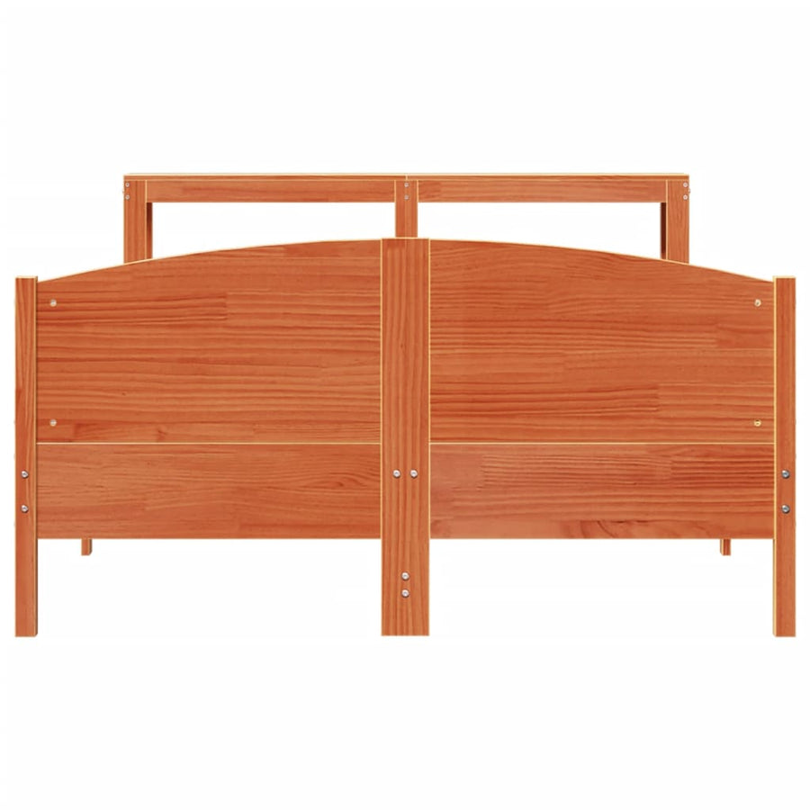 Bedframe zonder matras massief grenenhout wasbruin 150x200 cm