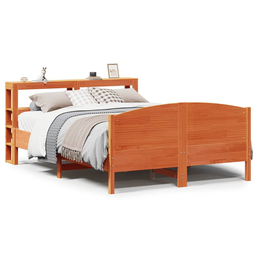 Bedframe zonder matras massief grenenhout wasbruin 150x200 cm