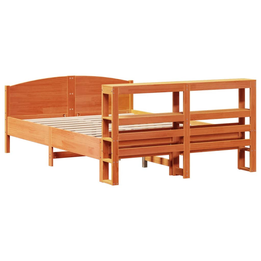 Bedframe zonder matras massief grenenhout wasbruin 140x200 cm