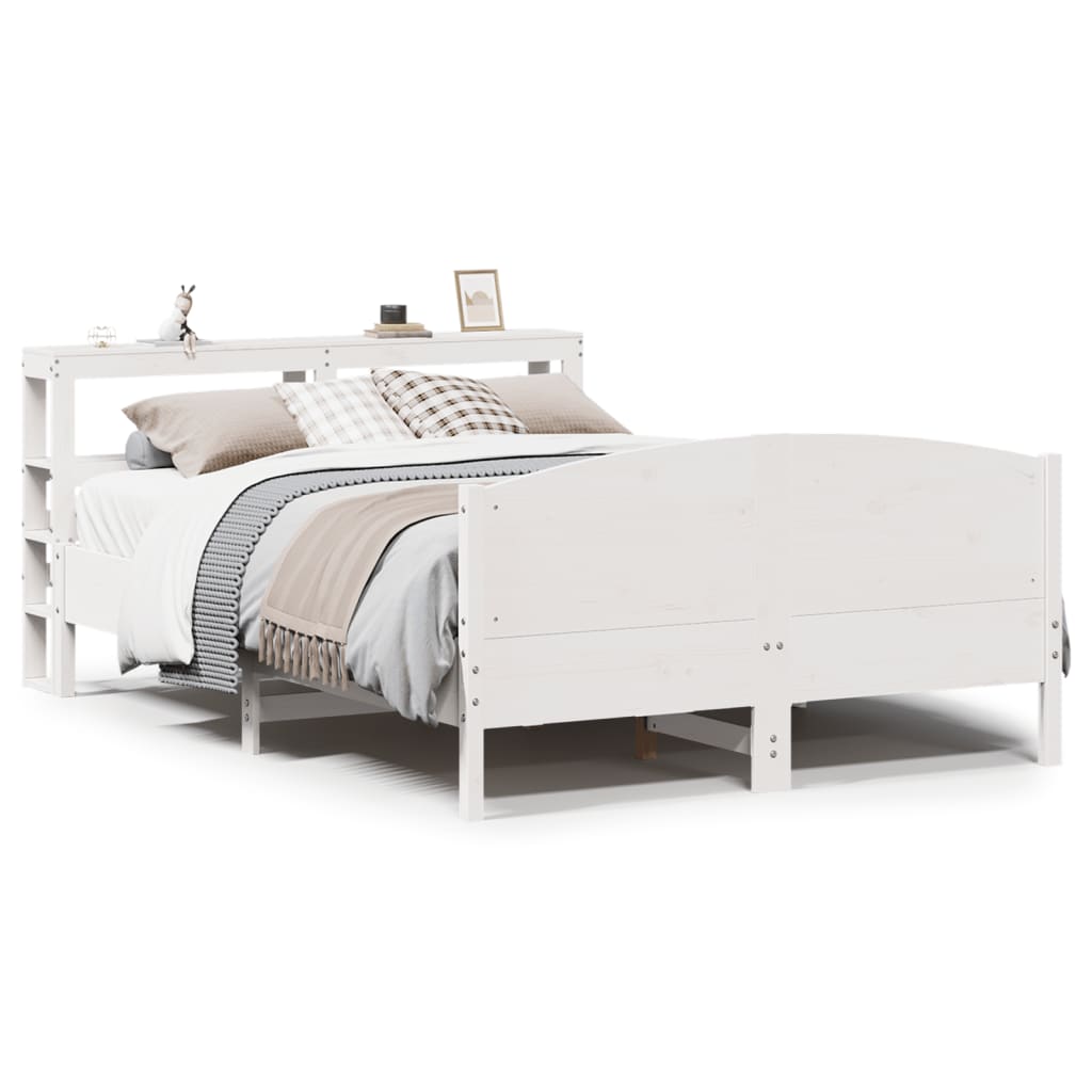 Bedframe zonder matras massief grenenhout wit 120x200 cm