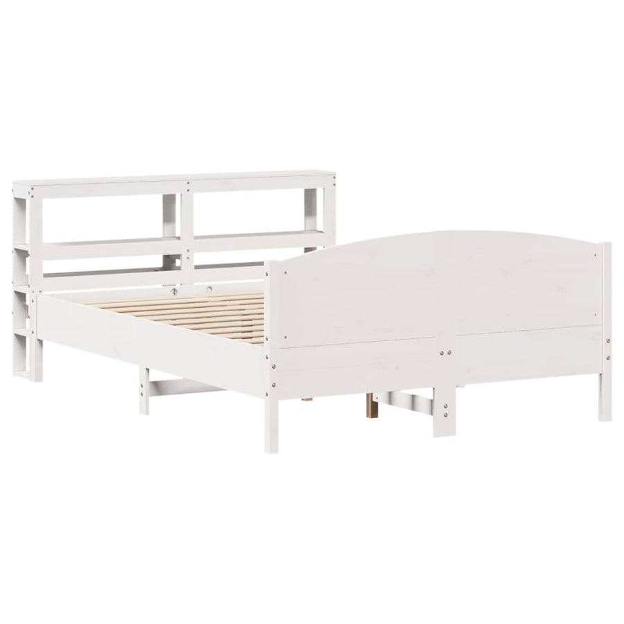 Bedframe zonder matras massief grenenhout wit 140x190 cm