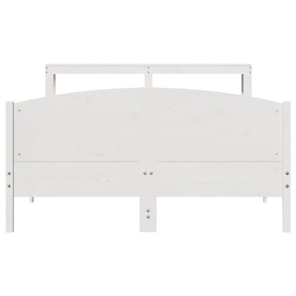 Bedframe zonder matras massief grenenhout wit 140x190 cm