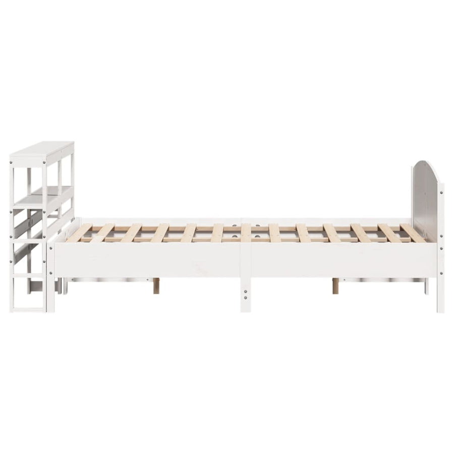 Bedframe zonder matras massief grenenhout wit 140x190 cm